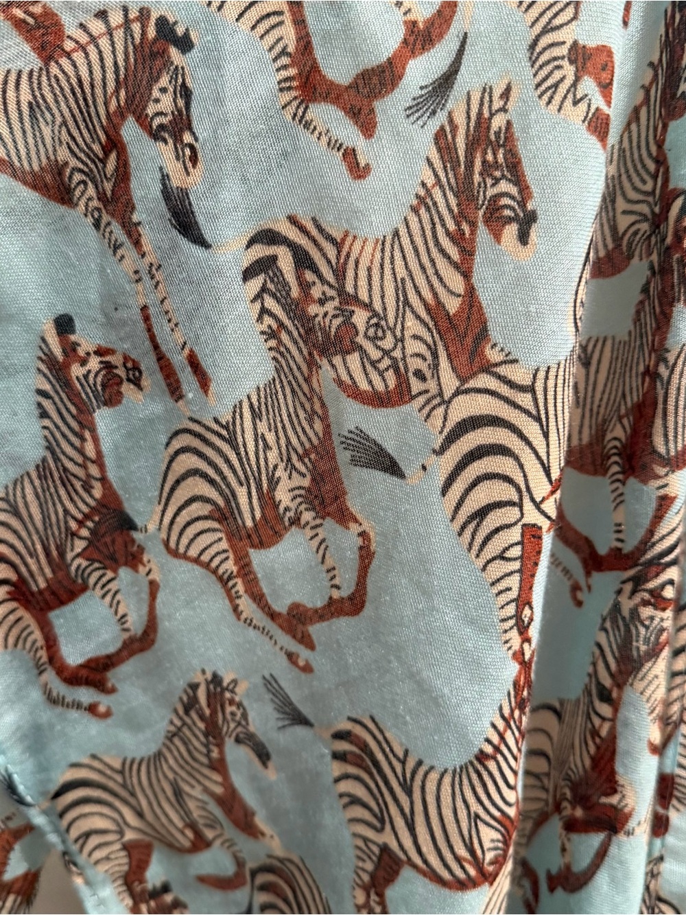 Light Blue Zebra-Print Scarf & Wrap in Brown Accent